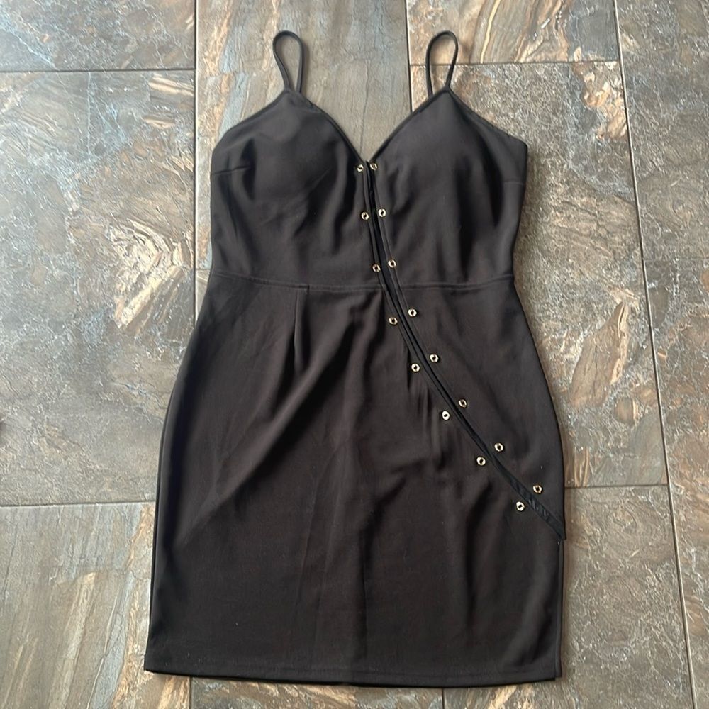 NWT Charlotte Russe Black Size XL LBD Sheer Panel Grommets Dark Fairy Goth dress